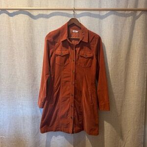 Faherty Women's corduroy dress in Rust
